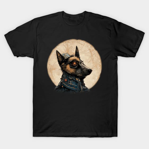 German Sheperd Surreal Steampunk Artwork, Dog Lover T-Shirt by maxdax